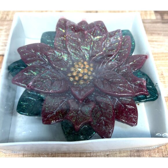 Decorative Poinsettia Shaped Candle - Picture 2 of 4